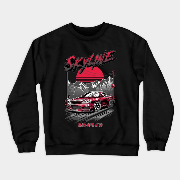 Nissan Skyline GTR 34 Crewneck Sweatshirt by JDM Boyz